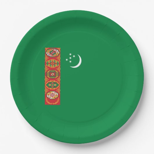 Flagge Turkmenistans (Turkmenien) Pappteller (Vorderseite)
