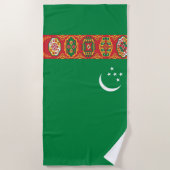 Flagge Turkmenistans (Turkmenien) Strandtuch (Vorderseite)