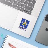 Flagge Turku, Finnland Aufkleber (Laptop mit iPhone)
