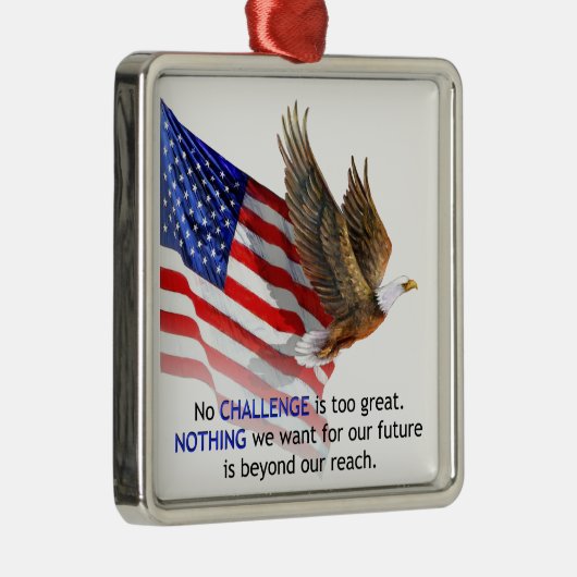 Flagge u. Trumpf-Zitat Eagles Donald J Silbernes Ornament (Rechts)