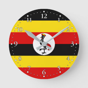Flagge Ugandas Runde Wanduhr