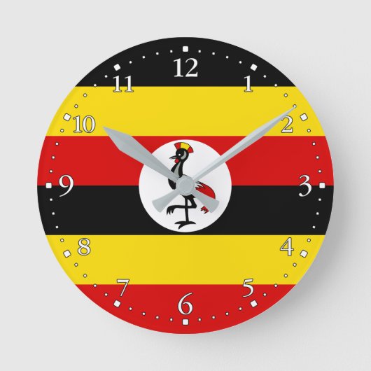 Flagge Ugandas Runde Wanduhr (Vorderseite)