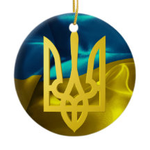 Flagge Ukraine 3D und Tryzub Weihnachtsverzierung