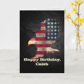 Flagge und Adler zum Geburtstag mit Namen Karte (Gelbe Blume)