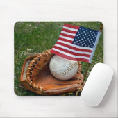 Flagge und Baseball in Handschuh Mousepad (Mit Mouse)