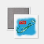 Flagge und Karte Bermudas Magnet (Vorderseite/Rückseite)