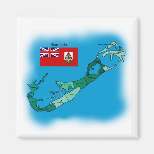 Flagge und Karte Bermudas Magnet (Vorne)