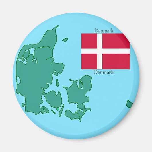 Flagge und Karte Dänemarks Magnet (Vorne)