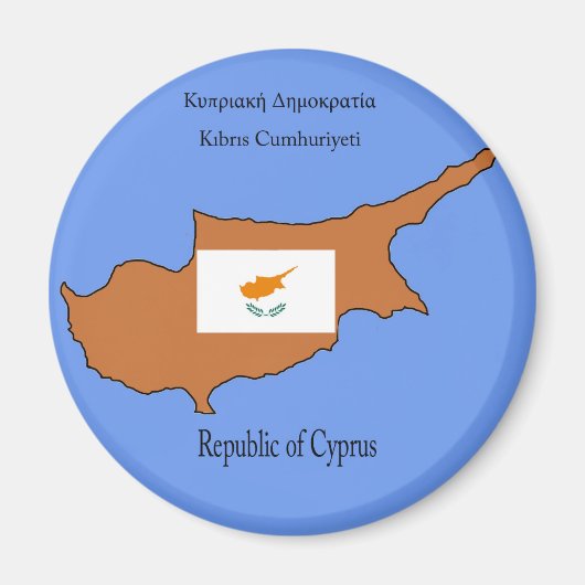 Flagge und Karte der Republik Zypern Magnet (Vorne)