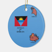 Flagge und Karte des Antigua und Barbuda Keramik Ornament (Links)