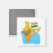 Flagge und Karte Indiens Magnet (Vorderseite/Rückseite)