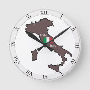 Flagge und Karte Italiens Runde Wanduhr