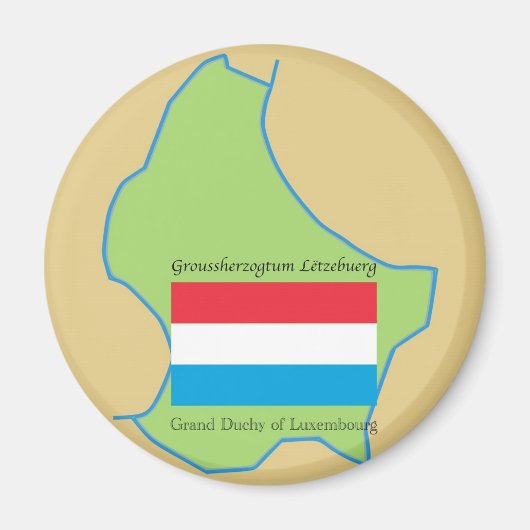 Flagge und Karte Luxemburgs Magnet (Vorne)