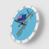 Flagge und Karte Neuseelands Runde Wanduhr (Winkel)