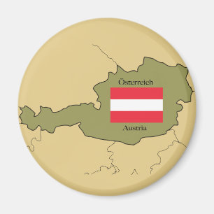 Flagge und Karte Österreichs Magnet