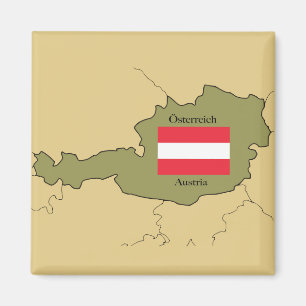 Flagge und Karte Österreichs Magnet