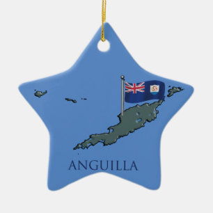 Flagge und Karte von Anguilla Keramikornament