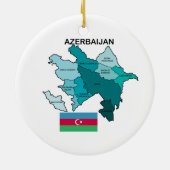 Flagge und Karte von Aserbaidschan Keramikornament (Hinten)