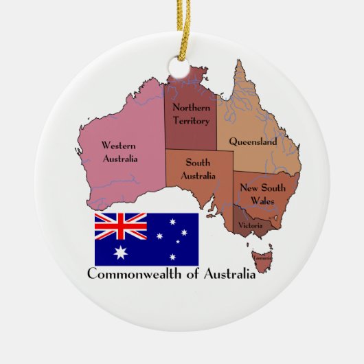 Flagge und Karte von Australien Keramik Ornament (Vorne)