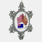 Flagge und Karte von Australien Schneeflocken Zinn-Ornament (Links)