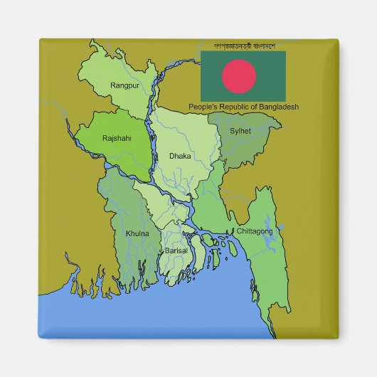 Flagge und Karte von Bangladesch Magnet (Vorne)