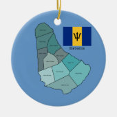 Flagge und Karte von Barbados Keramik Ornament (Vorne)