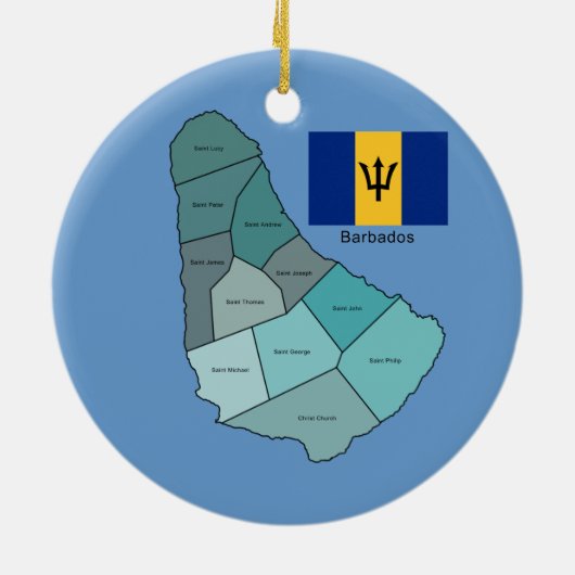 Flagge und Karte von Barbados Keramik Ornament (Hinten)
