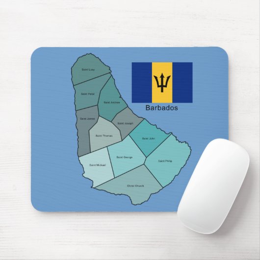 Flagge und Karte von Barbados Mousepad (Mit Mouse)