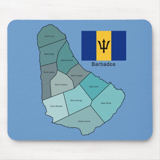 Flagge und Karte von Barbados Mousepad (Vorne)