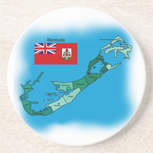 Flagge und Karte von Bermuda Getränkeuntersetzer (Vorne)