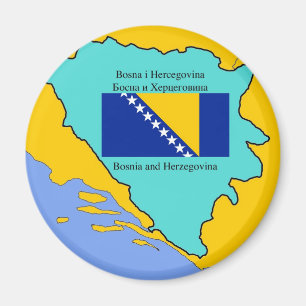 Flagge und Karte von Bosnien und Herzegowina Magnet