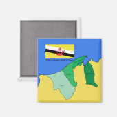 Flagge und Karte von Brunei Magnet (Vorderseite/Rückseite)