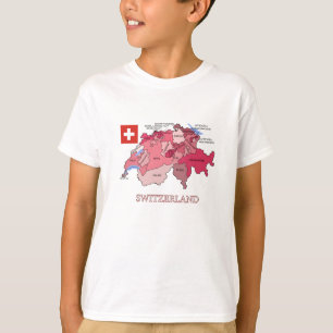 Flagge und Karte von der Schweiz T-Shirt