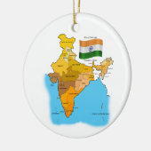 Flagge und Karte von Indien Keramik Ornament (Links)