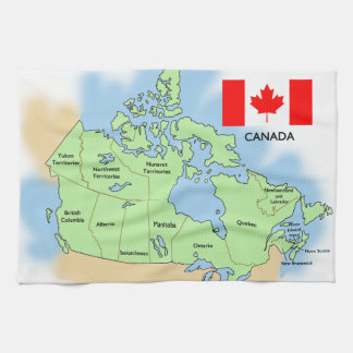 Flagge und Karte von Kanada Geschirrtuch