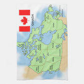 Flagge und Karte von Kanada Geschirrtuch (Vertikal)