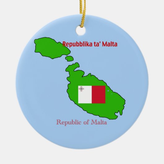 Flagge und Karte von Malta Keramik Ornament (Vorne)
