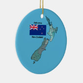 Flagge und Karte von Neuseeland Keramik Ornament (Rechts)