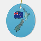 Flagge und Karte von Neuseeland Keramik Ornament (Links)