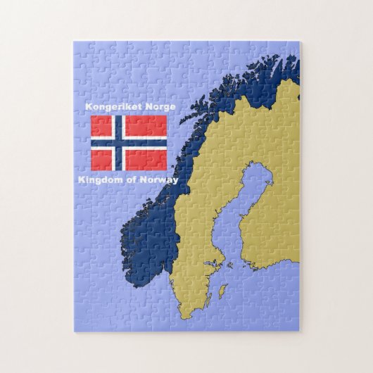 Flagge und Karte von Norwegen Puzzle (Vertikal)
