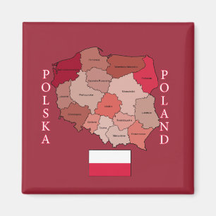 Flagge und Karte von Polen Magnet