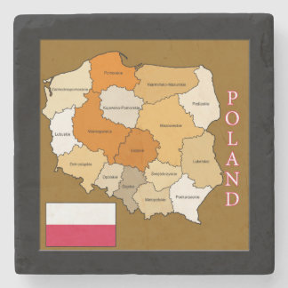 Flagge und Karte von Polen Steinuntersetzer