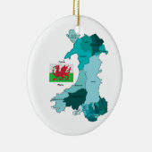 Flagge und Karte von Wales Keramik Ornament (Rechts)