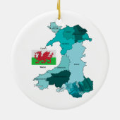 Flagge und Karte von Wales Keramik Ornament (Hinten)