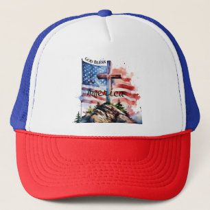 Flagge und Kreuz "Gott segne Amerika" Truckerkappe
