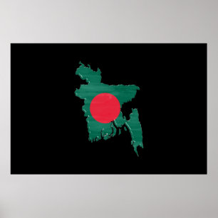 Flagge und Landkarte von Bangladesch Poster