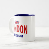 Flagge und Phrase Londons England Zweifarbige Tasse (Vorderseite Links)