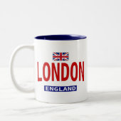 Flagge und Phrase Londons England Zweifarbige Tasse (Links)