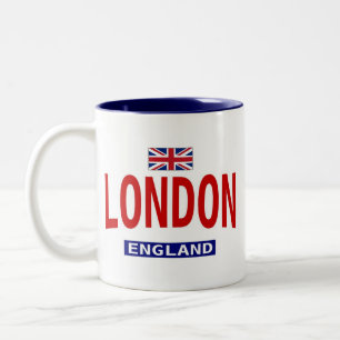 Flagge und Phrase Londons England Zweifarbige Tasse