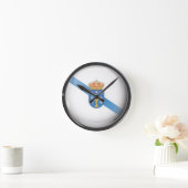 Flagge und Schild von Galicien Runde Wanduhr (Zuhause)